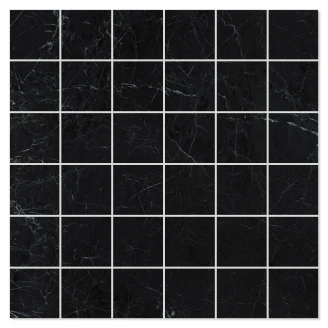 Marmor Mosaik Klinker Kronos Svart Polerad Rak 30x30 (5x5) cm